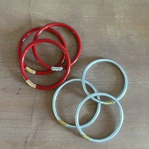 Budha Bracelets 2 Sets Red and Silver